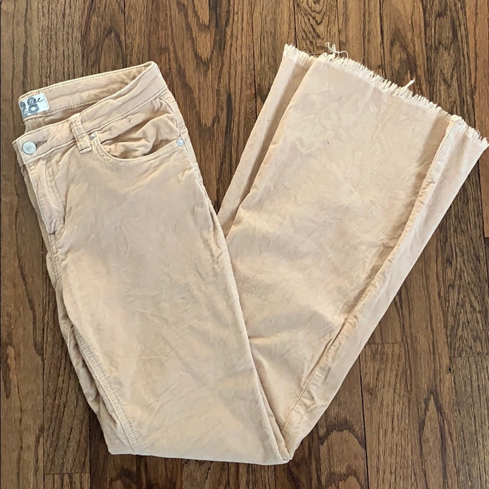 Free People Beige Corduory Flare Jeans